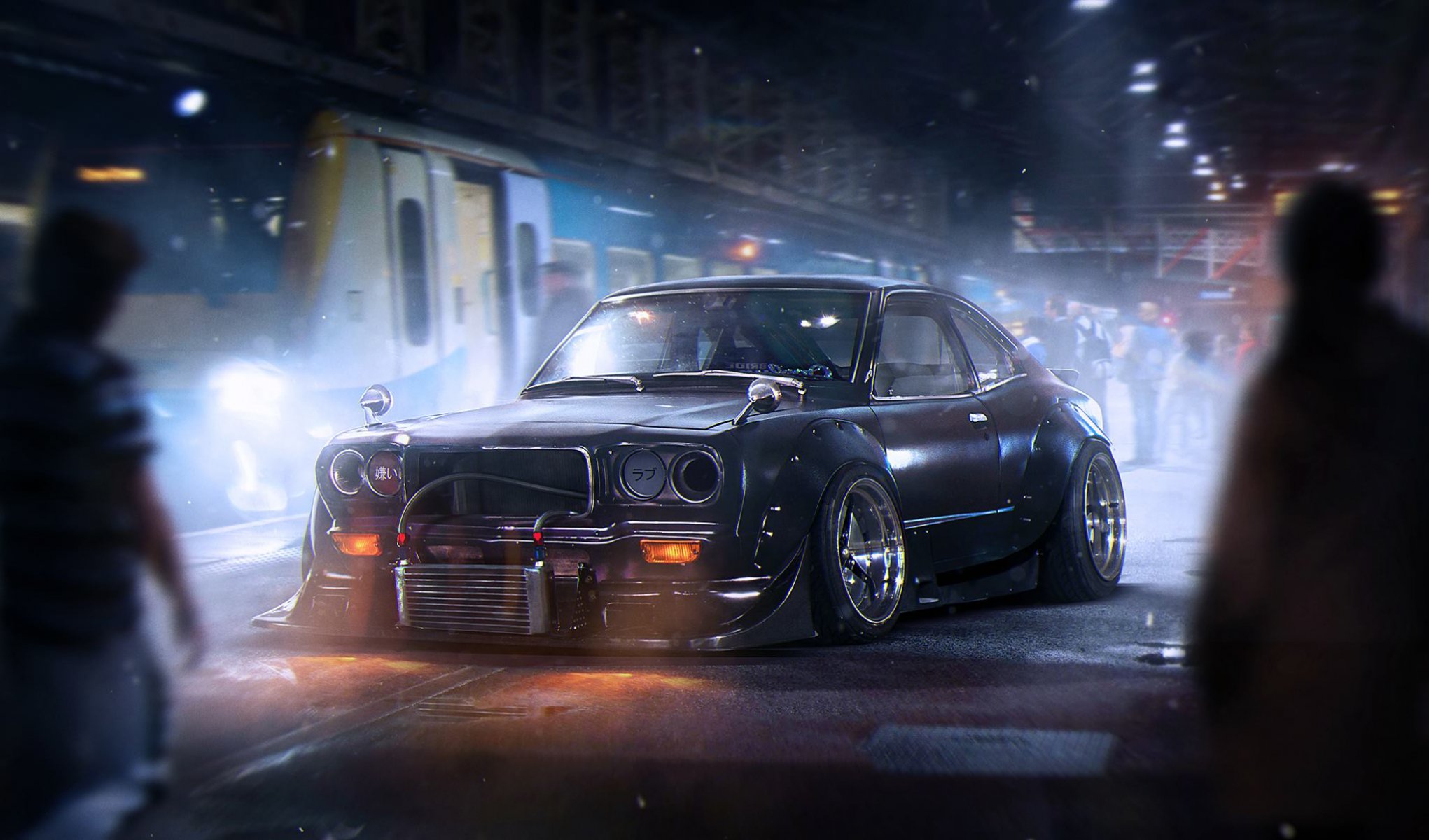 mazda rx-3 savannah negro oscuro futuro tuning por khyzyl salem