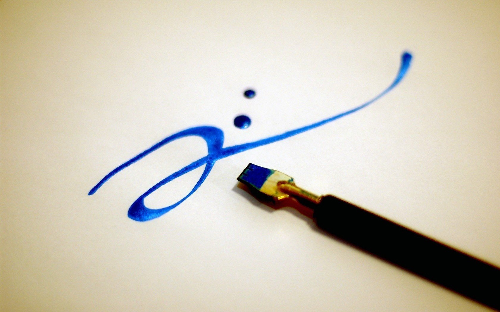 touch minimalism handwriting paint brush blue