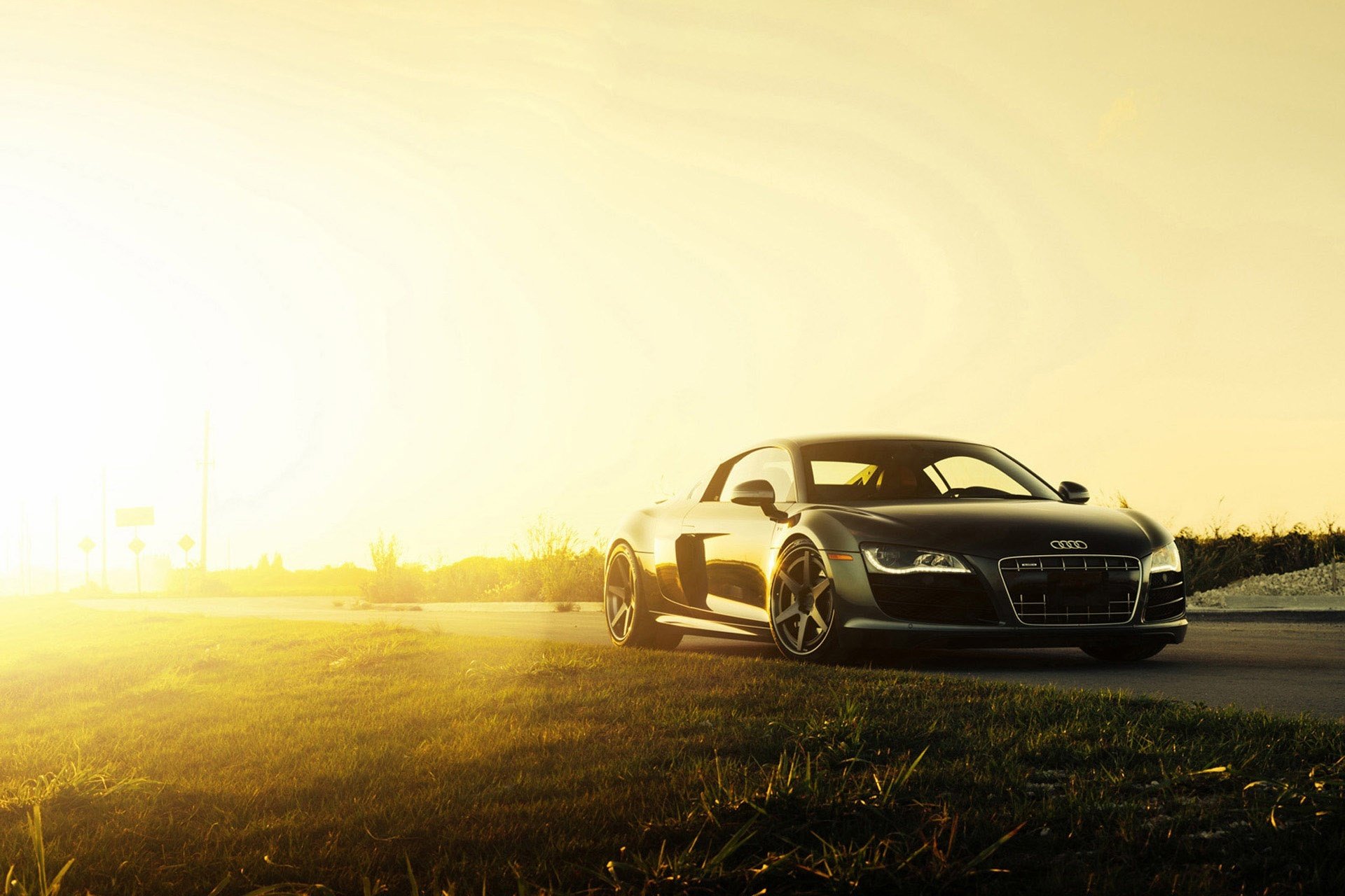 audi r8 v10 2015 ruote supercar nero sole