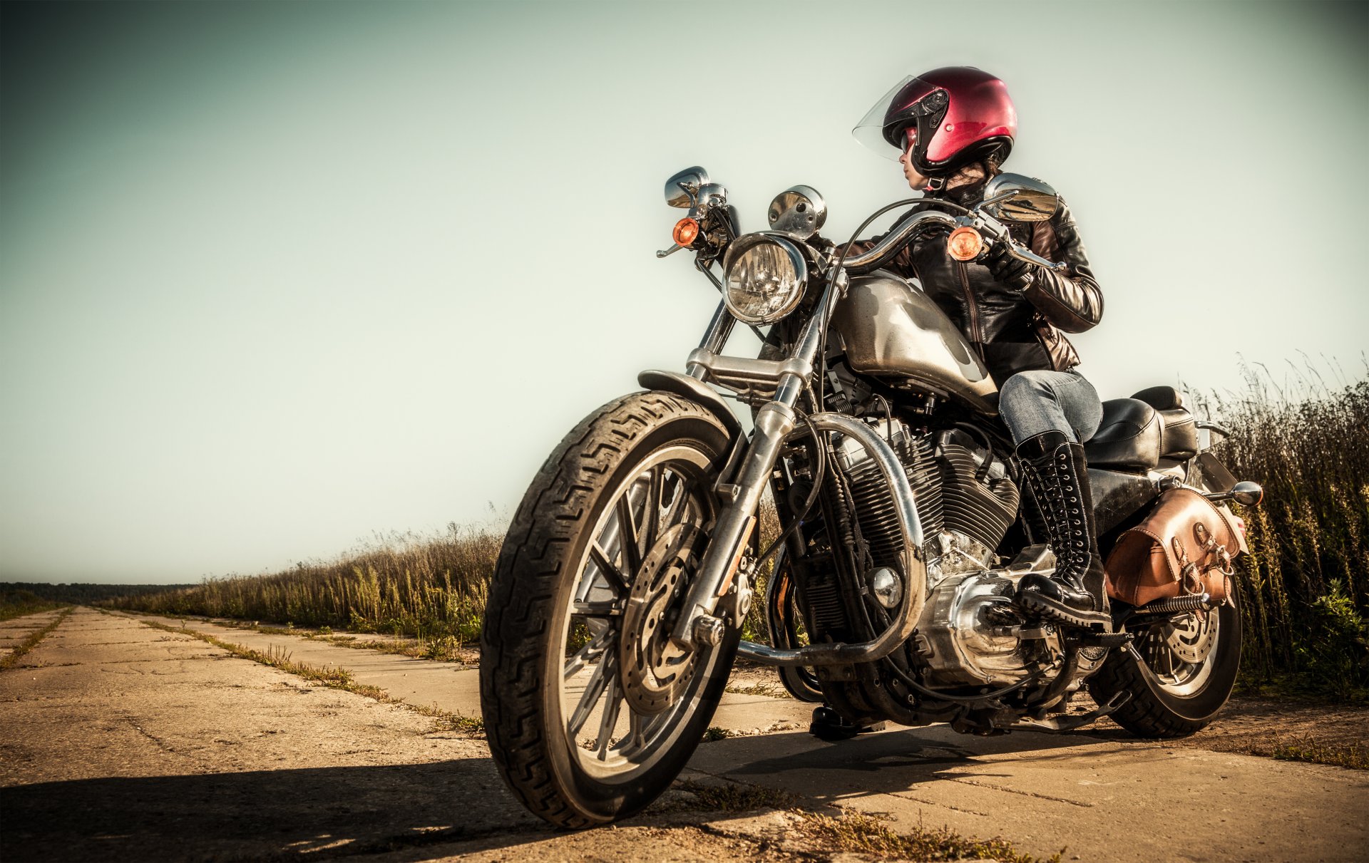 ragazza moto casco moto