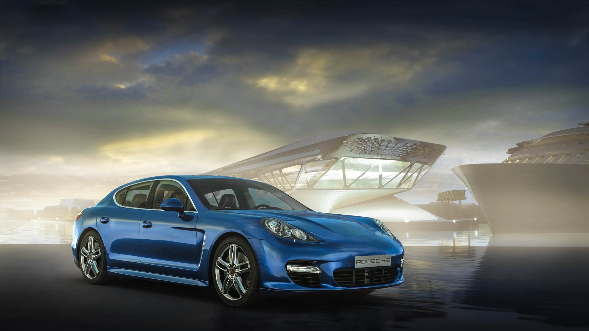 porsche panamera blu