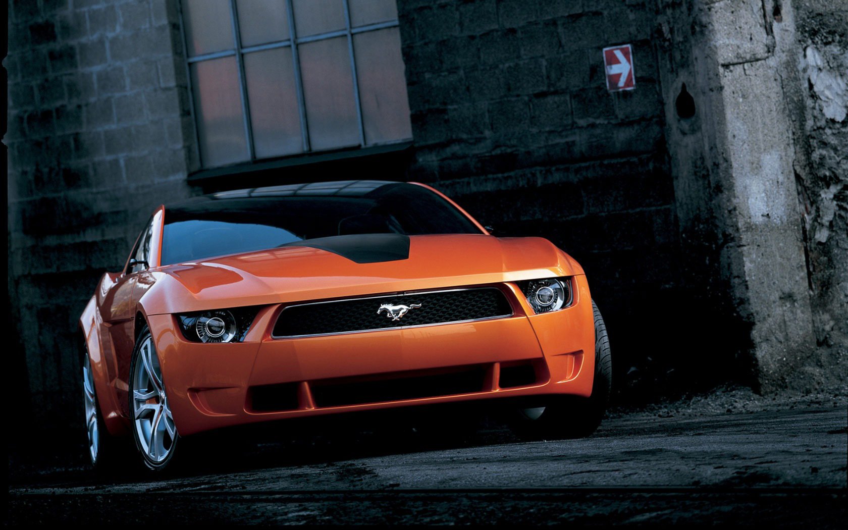 ford mustang giugiaro locations the corner of the house orange plant window lane garages auto machine orange car cars transport vehicles car lights the building index