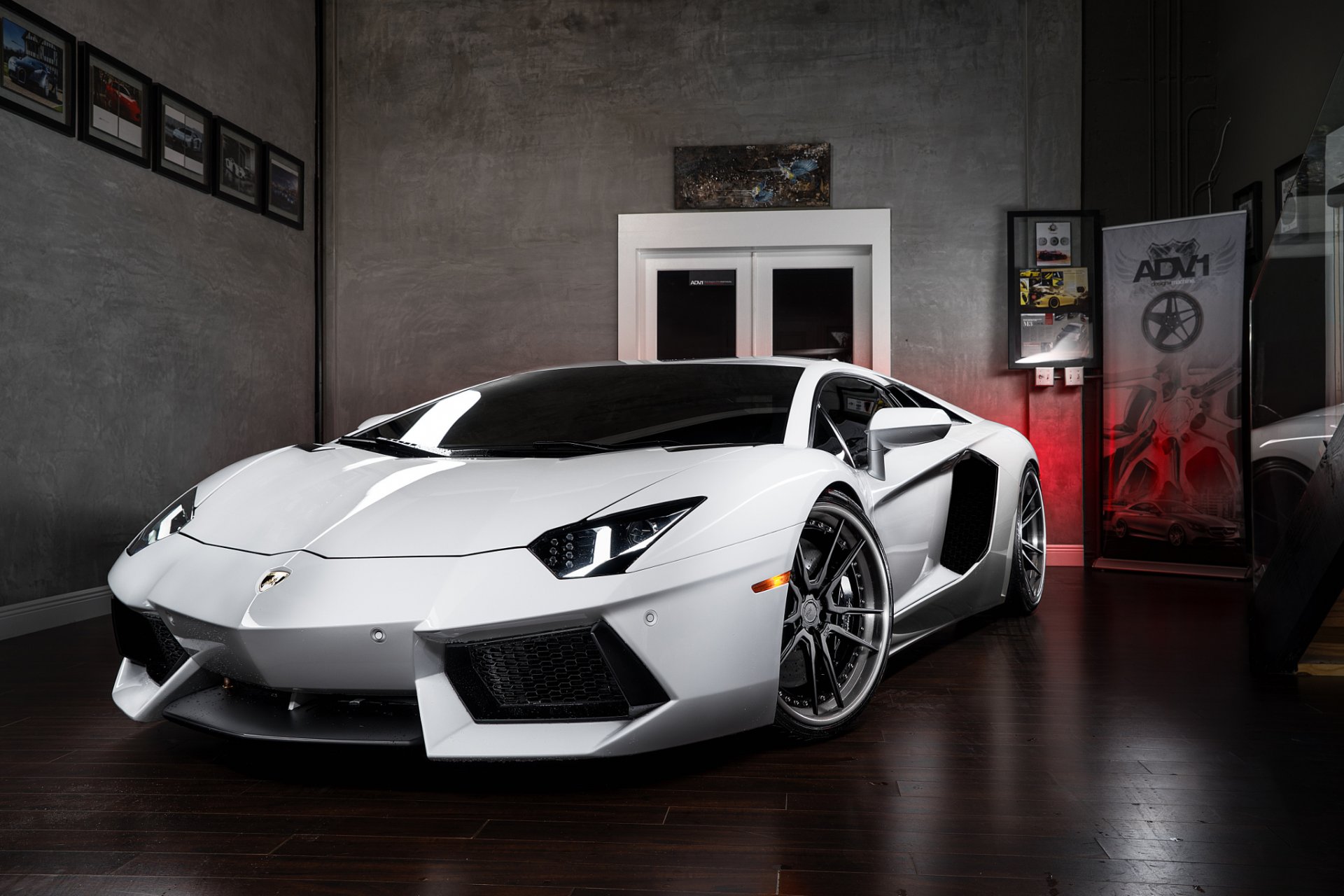 lamborghini aventador lp700-4 white wheels power light front