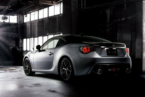 Toyota silver on a dark background