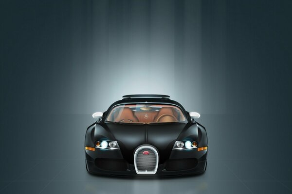 Coche bugatti negro sobre fondo monocromático