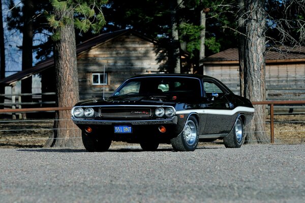 Challenger en medio de una casa de campo