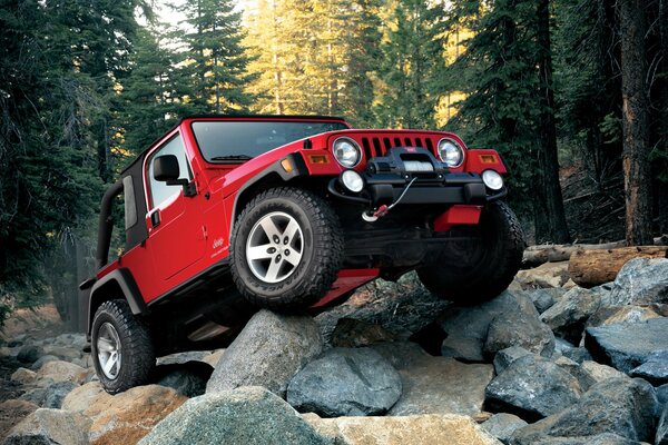 Brutal red jeep wrangler