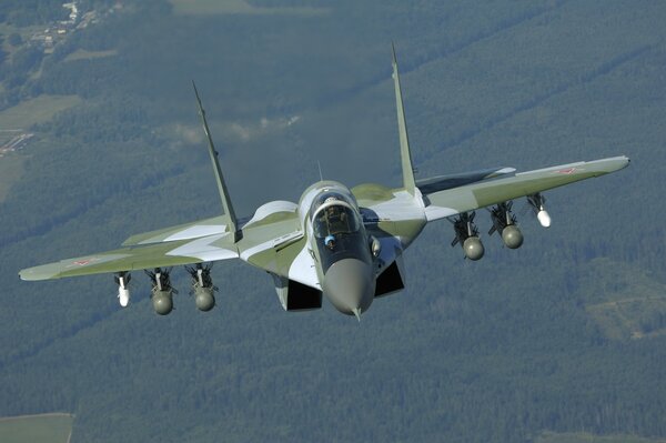 Russian army fighter in the air