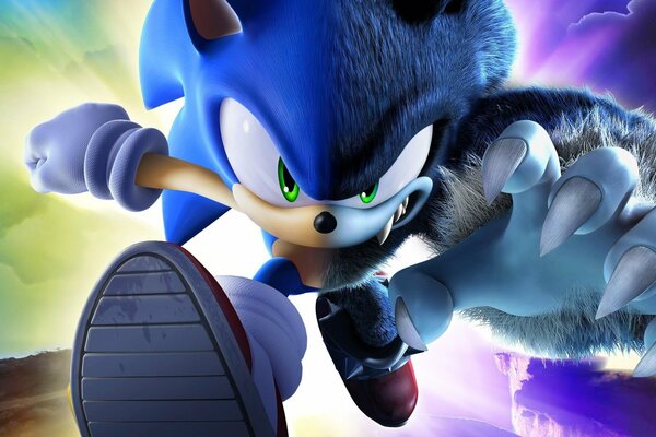 Sonic bleu se transforme en hérisson