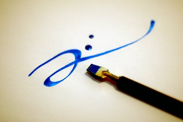 Minimalism handwriting paint blue