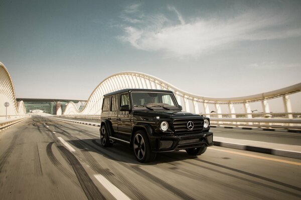 Clear sky and mercedes-benz g-klasse