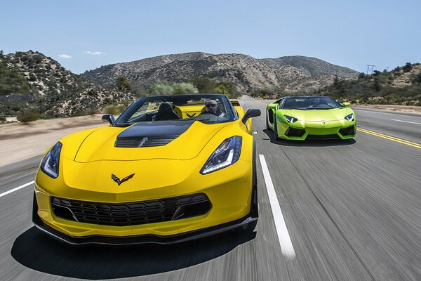 Chevrolet z06 and lamborghini convertible