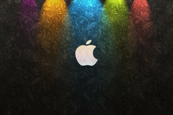 Emblema de apple con luz de fondo multicolor