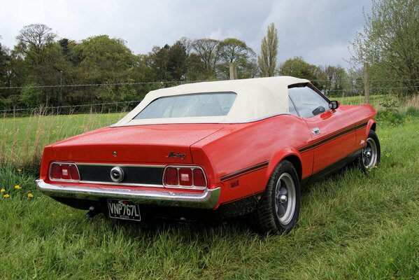 Légendaire Ford Mustang rouge 1973