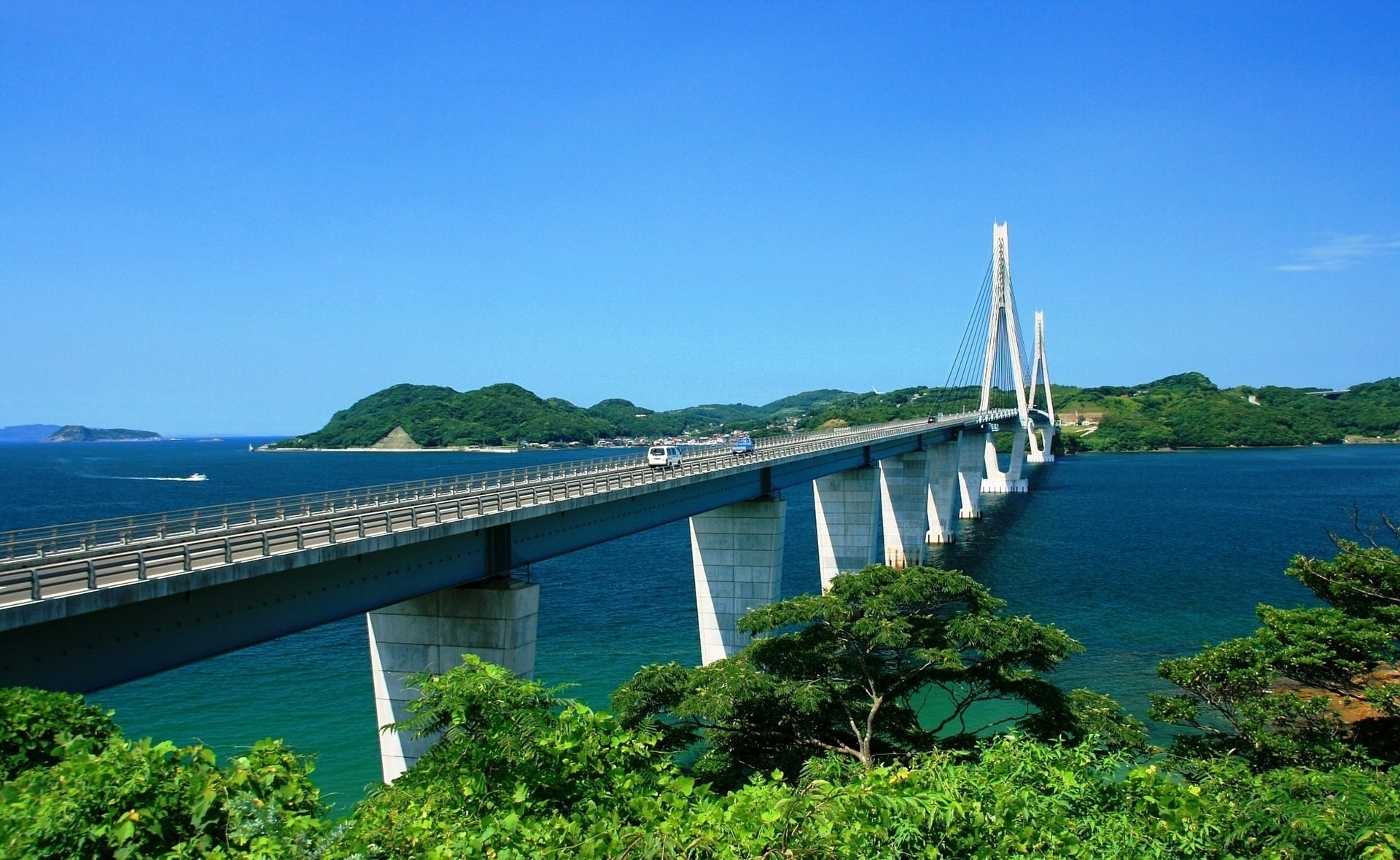 ciudad puente río país verde