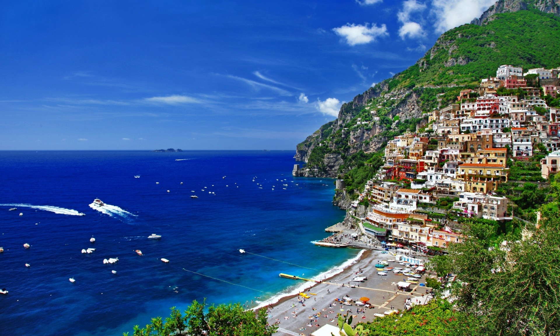 italie nature arbres mer montagnes maisons