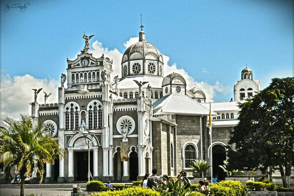 A beautiful building with figures of angels