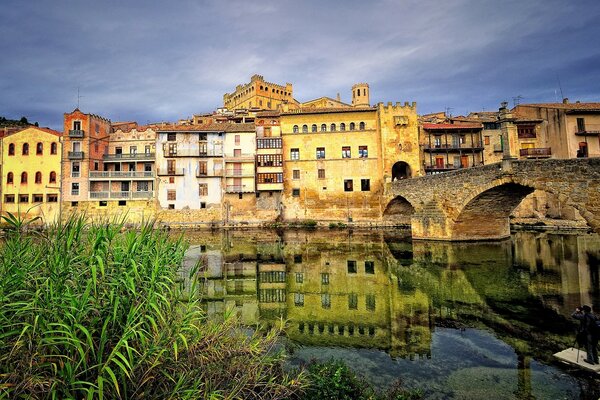 Beautiful stone bridge in Spain