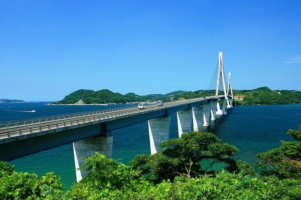 White bridge across the river