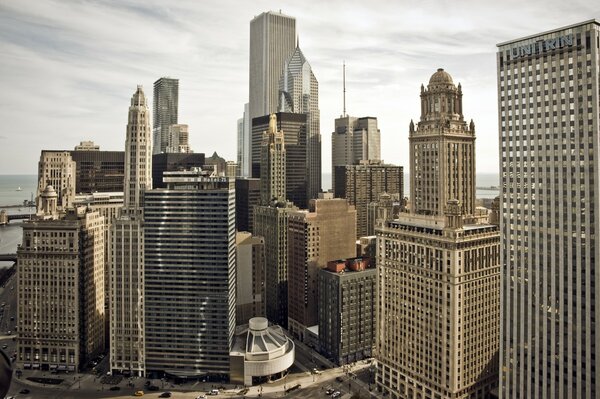 Schicke Hochhäuser in Chicago. die ganze Schönheit der USA