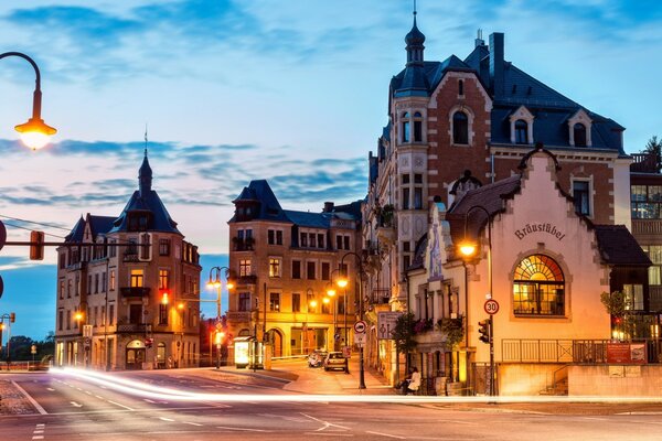 Dresden. Deutsche Straßen und Häuser