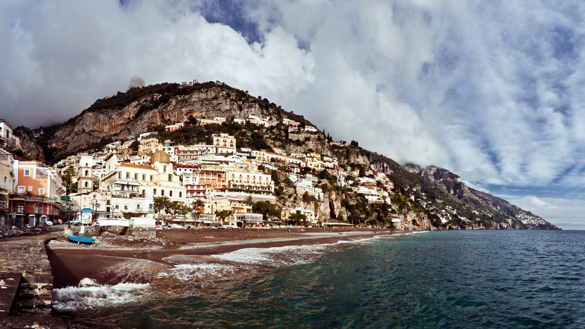 italia positano riva città acqua costruzione montagna