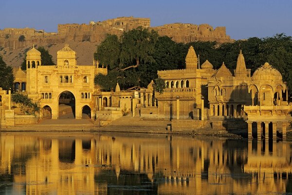 Reflection in the water of the city of India