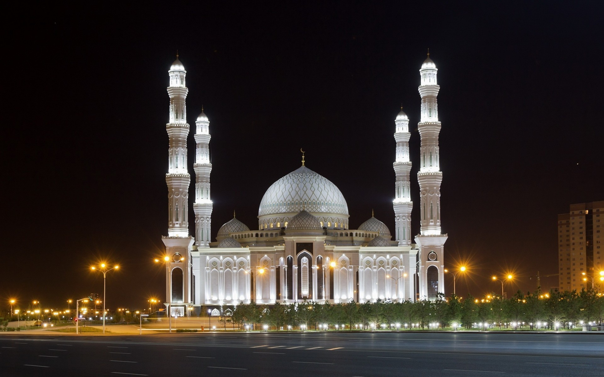 luce moschee notte città strada