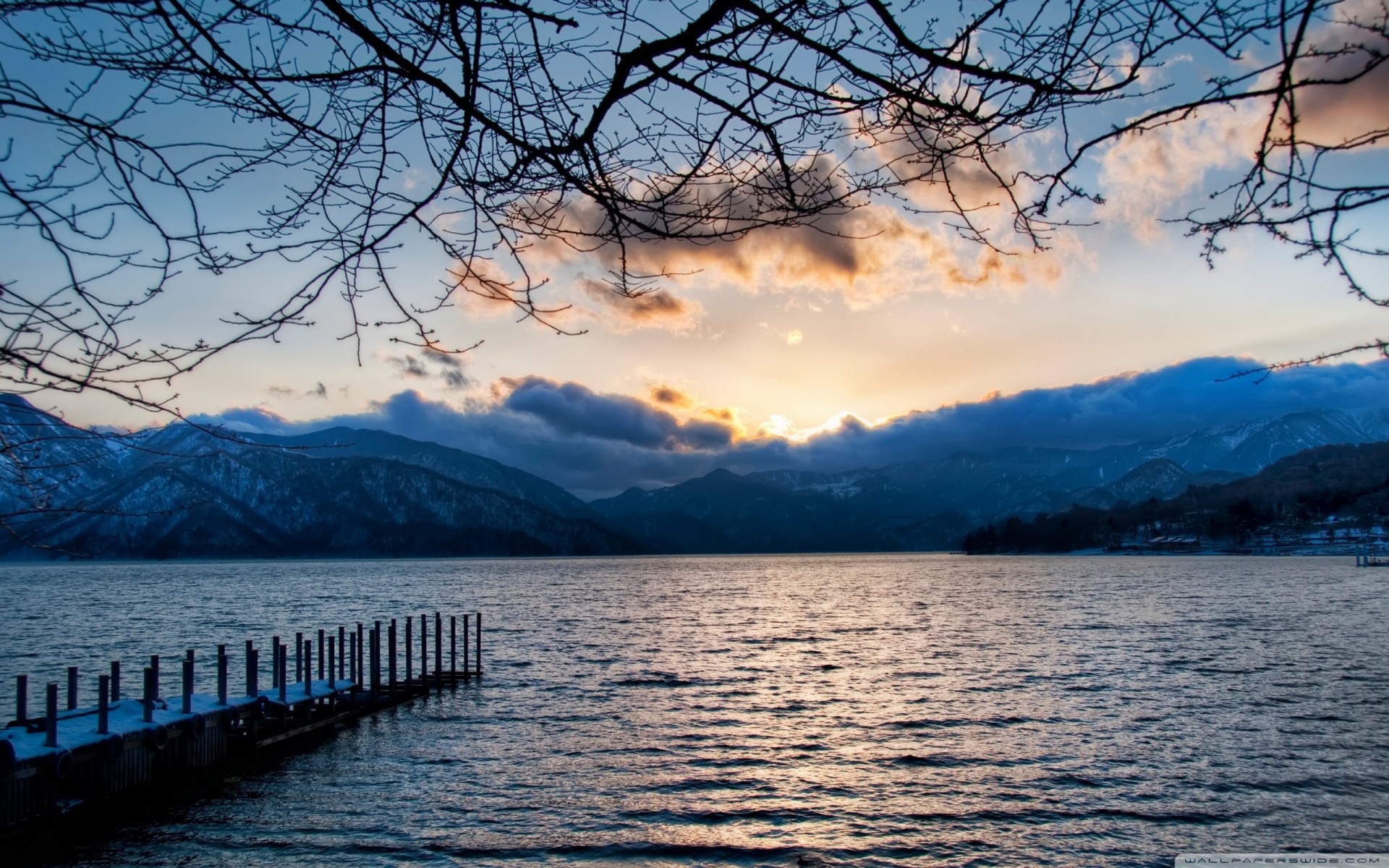 am abend berge see wolken nikko niederlassungen japan