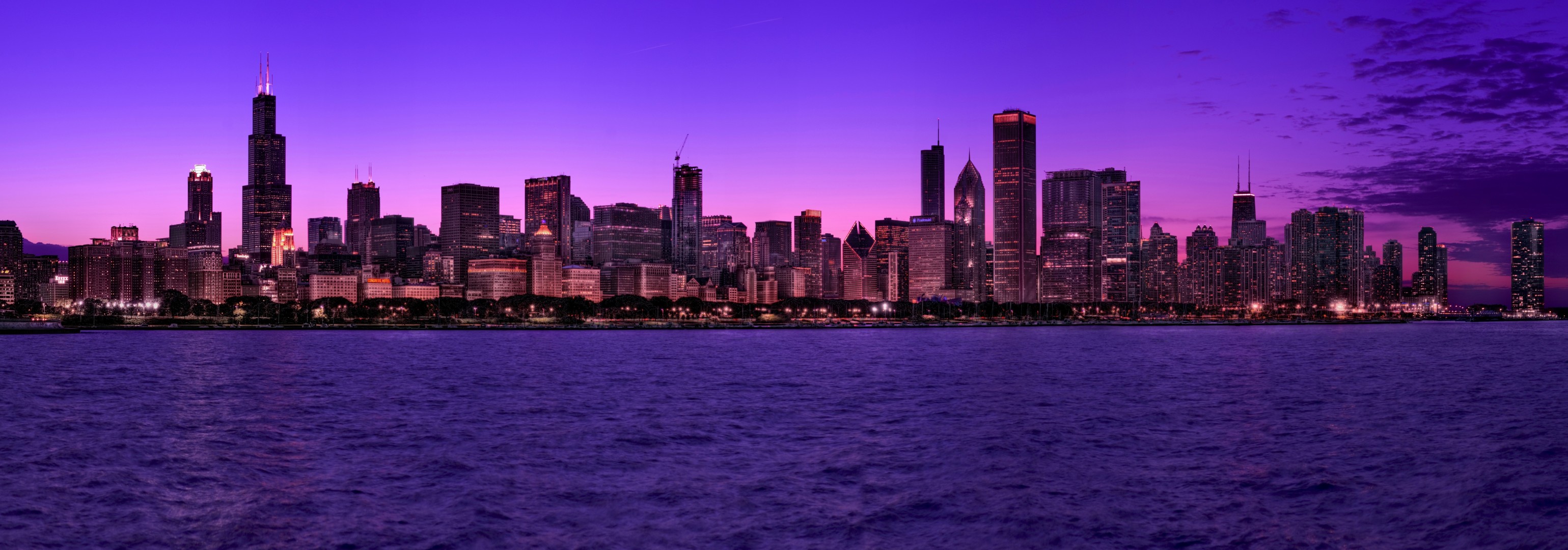 lumières promenade usa illinois ville nuit chicago