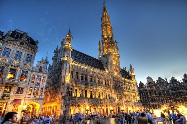 Night lights of the castle in Brussels