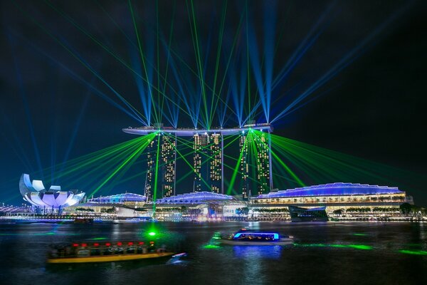 Nocny pokaz laserowy w Singapurze, Marina Bay