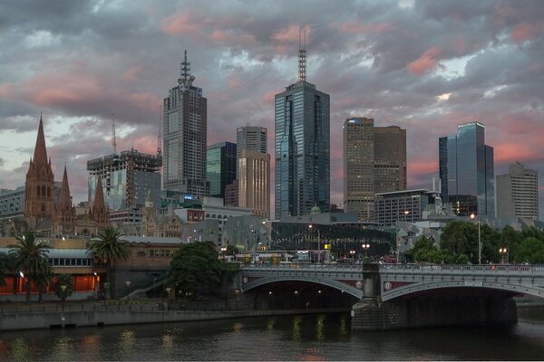 Paisaje urbano con rascacielos. Melbourne, Australia