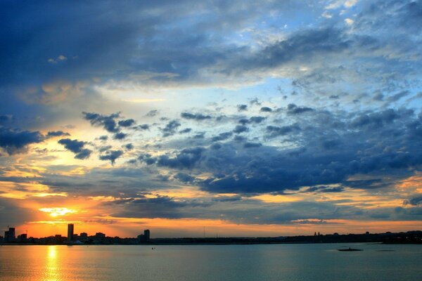 Sunset and sky over the river