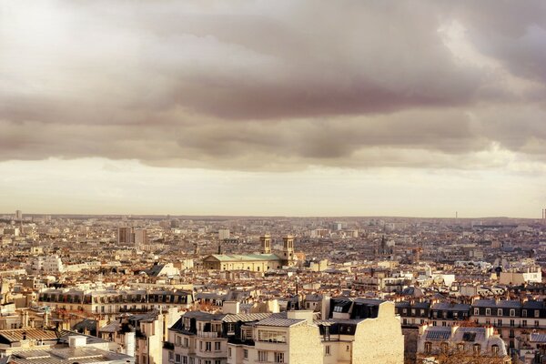 Urban landscape. View of the roofs of Paris