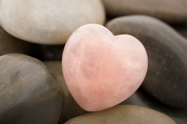 Pink heart made of marble stone