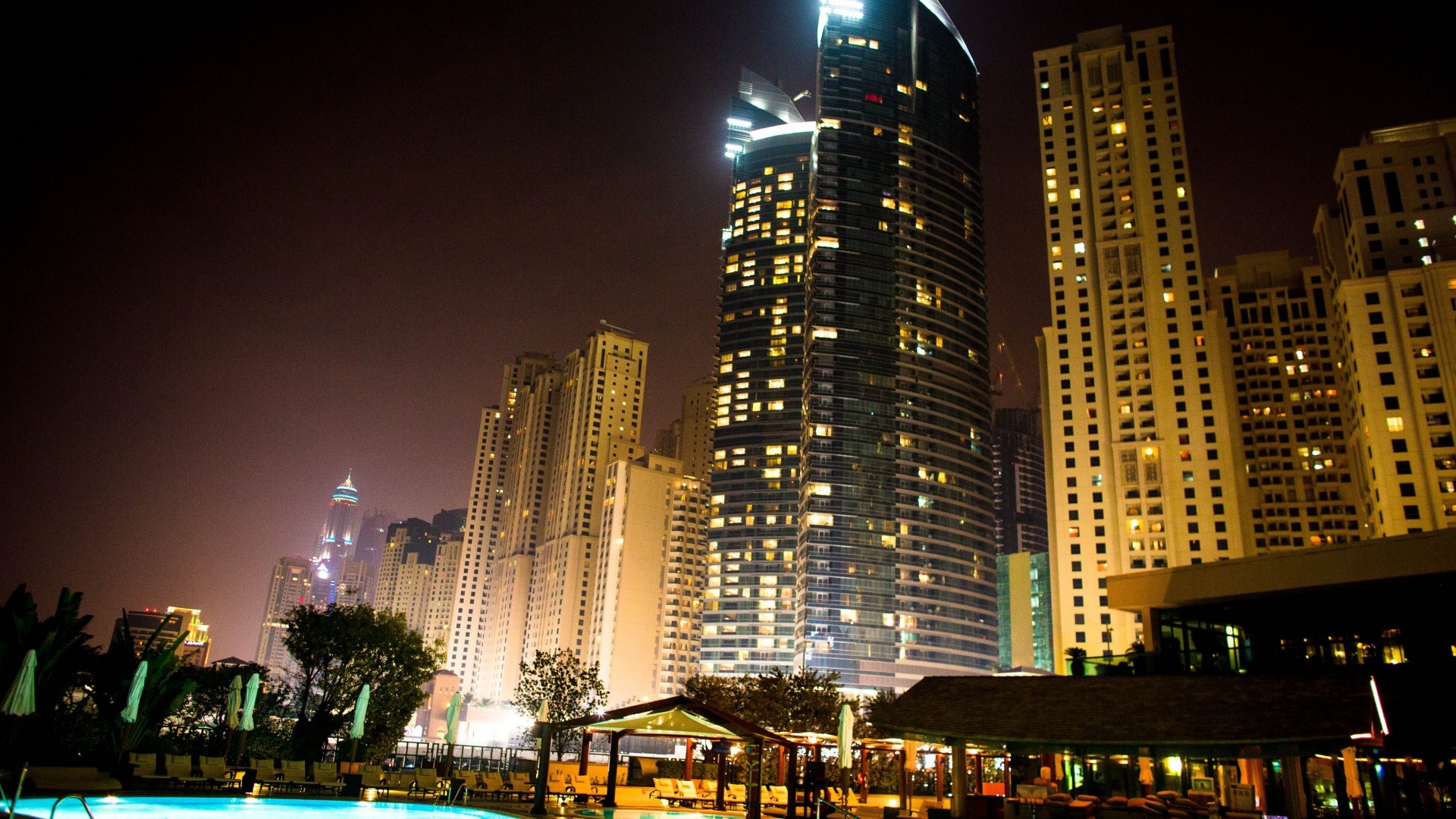 lumières dubaï bâtiment nuit