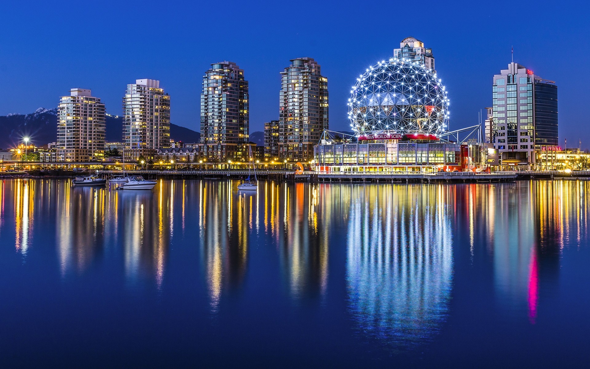 luces vancouver noche canadá ciudad