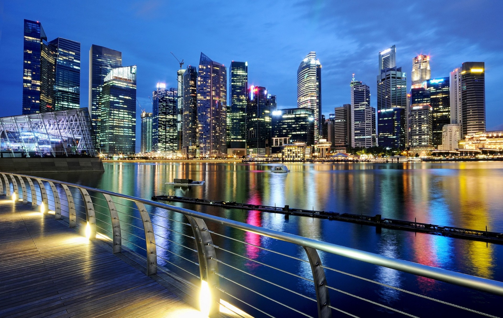 nacht lichter dunkelheit singapur