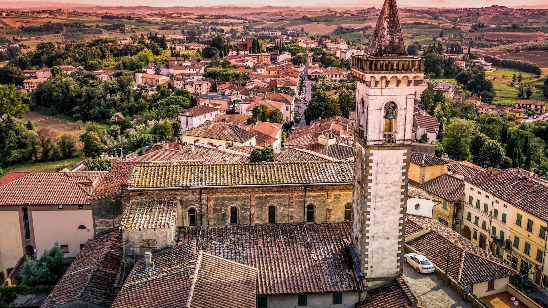 włochy firenze toskania dach budynek panorama kościół santa croce vinci