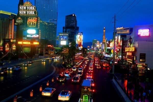 Las Vegas at night in bright lights