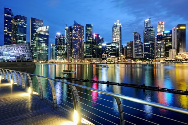 Bright night lights in Singapore