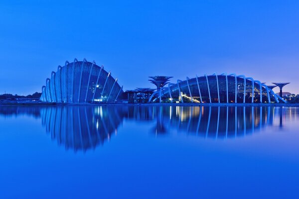 Unusual architecture of the building near the water