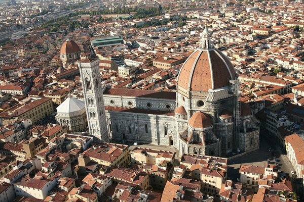 Roofs of houses and cathedrals. Panoramic view