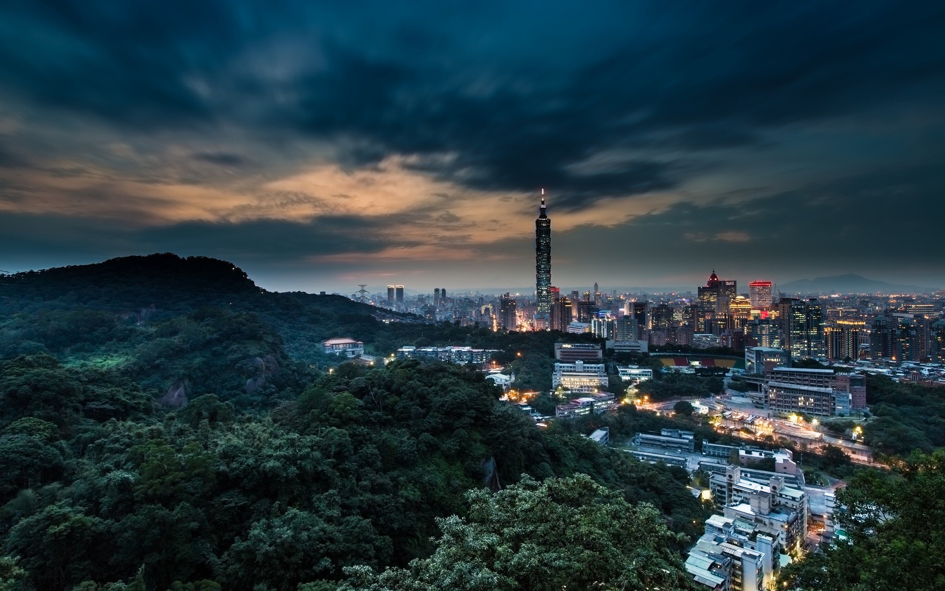 nacht dunkelheit stadt china berge taiwan