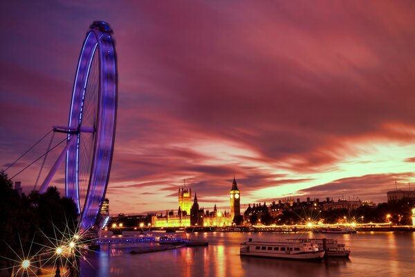 Thames Embankment at night