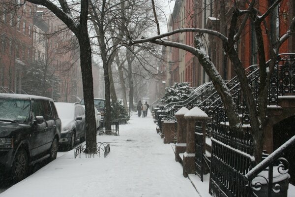 Invierno en nueva York. Calle en la nieve