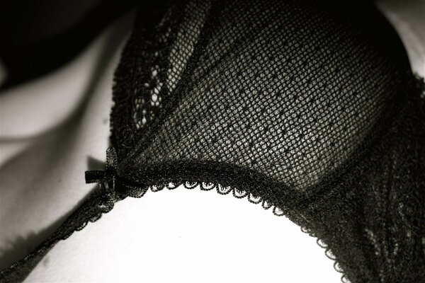 Erotic photo of breasts in a black bra