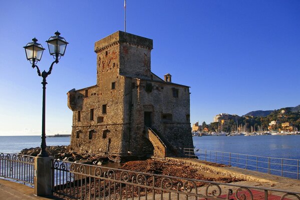 View of the Italian landscape with a castle