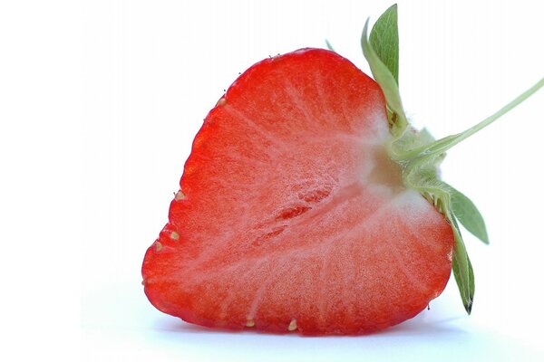 Strawberries in a section with white veins. Macro